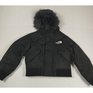 The North Face Boys XS Black DryVent 600 Down Gotham Bomber Jacket Fur Hood